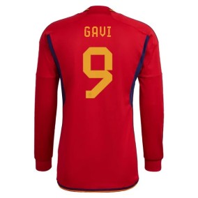 Prima Maglia Spagna Mondiali 2022 Pablo Paez Gavi 9 Manica Lunga